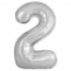 Логотип «Шар (40''/102 см) Цифра, 2 Slim, Серебро, 1 шт. в уп.»