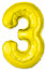 Логотип «Шар (40''/102 см) Цифра, 3 Slim, Золото, 1 шт. в уп.»