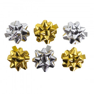 Логотип «Бант Звезда, Золото/Серебро, Металлик, 6,3 см, 40 шт.»