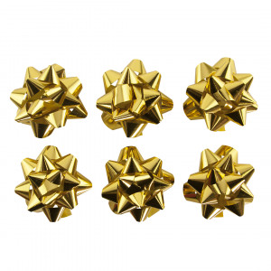 Логотип «Бант Звезда, Золото, Металлик, 7,6 см, 6 шт.»