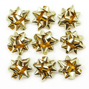 Логотип «Бант Звезда, Золото, Металлик, 4 см, 10 шт.»