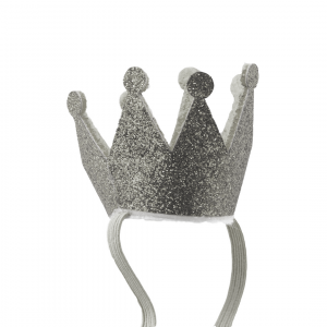 Логотип «Корона тканевая, на резинке, Серебро, с блестками, 3,5*4,3 см, 1 шт.»
