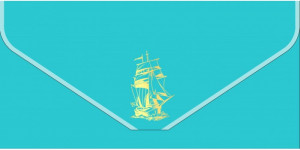 Логотип «Конверт для денег, текстура бархата, Корабль, Бирюзовый, Металлик, 1 шт.»