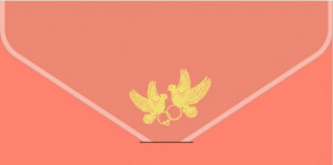 Логотип «Конверт для денег, текстура бархата, Свадебные голуби, Персиковый, 1 шт.»