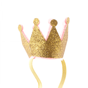 Логотип «Корона тканевая, на резинке, Розовое Золото, с блестками, 3,5*4,3 см, 1 шт.»