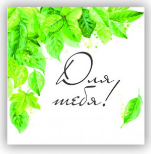 Логотип «Мини-открытка, Для тебя! (зеленые листочки), 7*7 см, 20 шт.»