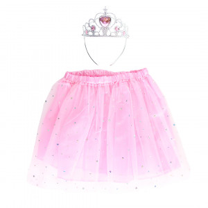 Логотип «Набор (корона и юбочка), Принцесса, Светло-розовый, с блестками, 1 шт.»