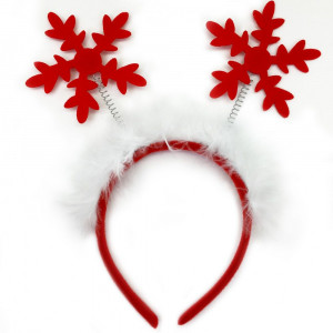 Логотип «Ободок, Снежинки, с мехом, Красный/Белый, 1 шт.»