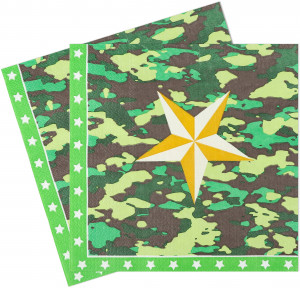 Логотип «Салфетки, Звездный Камуфляж, Темно-зеленый, 33*33 см, 12 шт.»