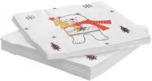 Логотип «Салфетки, Мишка в Новый Год, Белый, 33*33 см, 20 шт.»