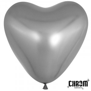 Логотип «Сердце (10''/25 см) Серебро, хром, 50 шт.»