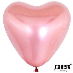 Логотип «Сердце (10''/25 см) Розовый, хром, 50 шт.»