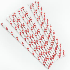 Логотип «Трубочки для коктейлей, Красные точки, Белый, 12 шт.»