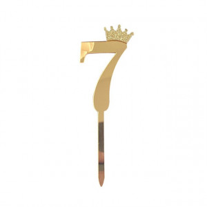 Логотип «Топпер, Цифра, 7, с короной, Золото, Металлик, 7*18 см, 1 шт.»