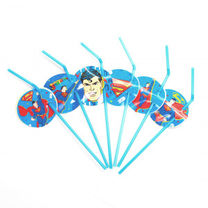 Логотип «Трубочки для коктейлей, Супермен, Синий, 6 шт.»
