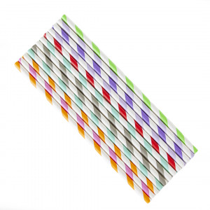 Логотип «Трубочки для коктейлей, Цветные полосы, Ассорти, 12 шт.»