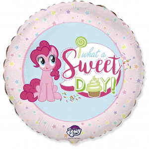 Логотип «Шар (18''/46 см) Круг, My Little Pony, Лошадка Пинки Пай, Сладкий День!, Розовый, 1 шт.»