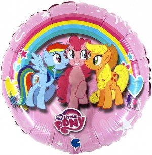Логотип «Шар (18''/46 см) Круг, My Little Pony, Дружные Лошадки, Розовый, 1 шт.»