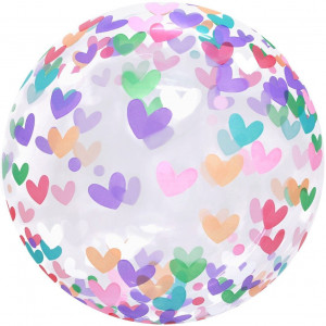 Логотип «Шар (20''/51 см) Deco Bubble, Множество сердец, Прозрачный, Кристалл, 1 шт. в уп.»