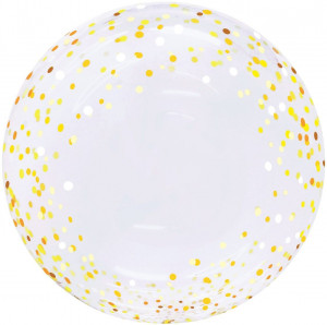 Логотип «Шар (20''/51 см) Deco Bubble, Золотое конфетти, Прозрачный, Кристалл, 1 шт. в уп.»