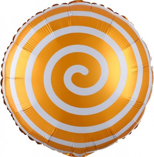 Логотип «Шар (18''/46 см) Круг, Леденец Спираль, Оранжевый, 1 шт.»