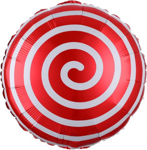 Логотип «Шар (18''/46 см) Круг, Леденец Спираль, Красный, 1 шт.»