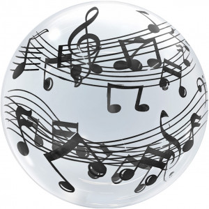 Логотип «Шар (20''/51 см) Deco Bubble, Музыкальные ноты, Прозрачный, Кристалл, 1 шт. в уп.»