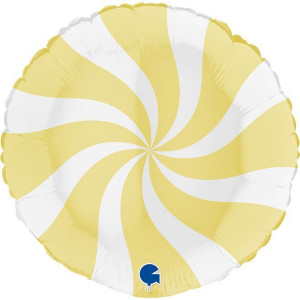 Логотип «Шар (18''/46 см) Круг, Леденец, Желтый/Белый, Макарунс, 1 шт.»