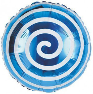Логотип «Шар (18''/46 см) Круг, Леденец Спираль, Синий, 1 шт.»
