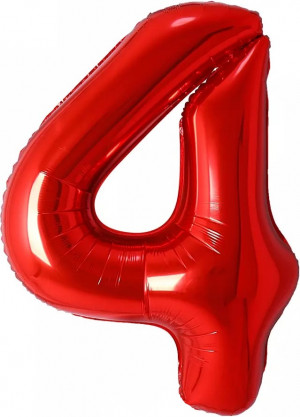 Логотип «Шар (32''/81 см) Цифра, 4, Красный, 1 шт. в уп.»