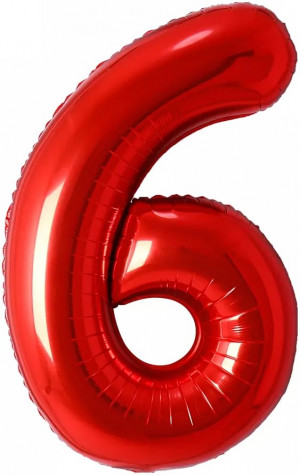 Логотип «Шар (32''/81 см) Цифра, 6, Красный, 1 шт. в уп.»