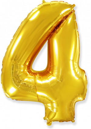 Логотип «Шар (32''/81 см) Цифра, 4, Золото, 1 шт.»