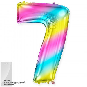 Логотип «Шар (32''/81 см) Цифра, 7, Диагональная радуга, Градиент, 1 шт. в уп.»