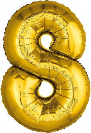 Логотип «Шар (32''/81 см) Цифра, 8, Золото, 1 шт. в уп.»