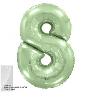 Логотип «Шар (40''/102 см) Цифра, 8, Мятный, Макарунс, 1 шт. в уп.»