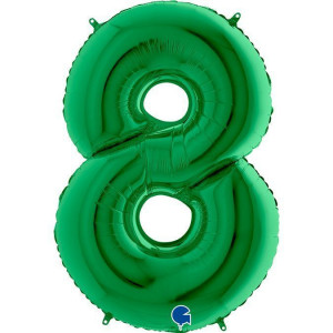 Логотип «Шар (40''/102 см) Цифра, 8, Зеленый, 1 шт.»