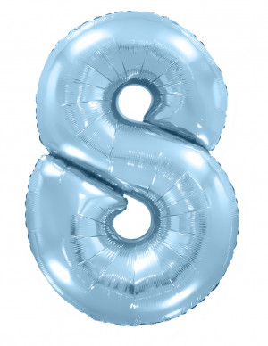 Логотип «Шар (40''/102 см) Цифра, 8, Голубой, Макарунс, 1 шт.»