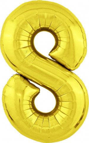 Логотип «Шар (40''/102 см) Цифра, 8 Slim, Золото, 1 шт. в уп.»