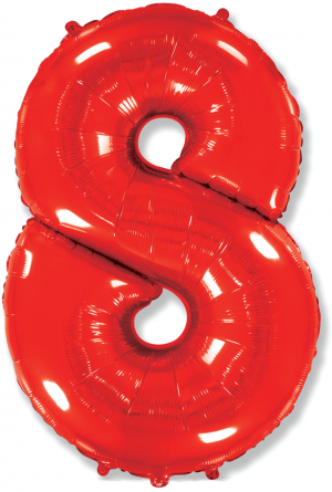 Логотип «Шар (40''/102 см) Цифра, 8, Красный, 1 шт.»