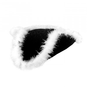 Логотип «Шляпа Треуголка, с белыми перьями, фетр, Черный, 1 шт.»