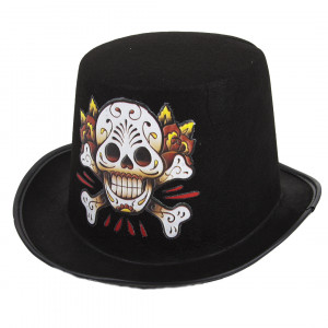Логотип «Шляпа Цилиндр, с черепом, фетр, Черный, 1 шт.»