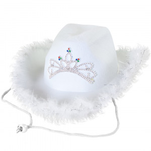 Логотип «Шляпа, Кантри Гламур, с перьями и короной, фетр, Белый, 1 шт.»