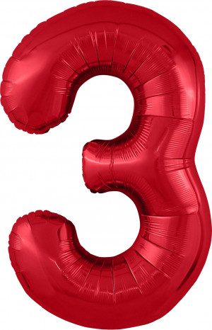 Логотип «Шар (40''/102 см) Цифра, 3 Slim, Красный, 1 шт. в уп.»