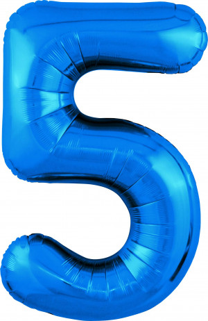 Логотип «Шар (40''/102 см) Цифра, 5 Slim, Синий, 1 шт. в уп.»