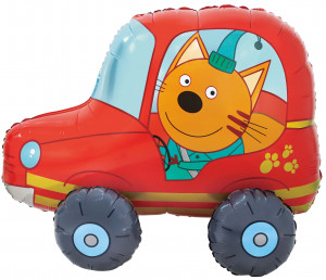 Логотип «Шар (29''/74 см) Фигура 3D, Три Кота, Компот в машинке, 1 шт. в уп.»