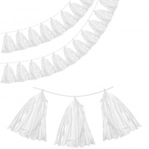 Логотип «Гирлянда Тассел, Белый, 35*12 см, 12 листов.»