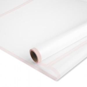 Логотип «Упаковочная пленка 60мкм (0,5*9 м) Кайма, Прозрачный/Розовый, 1 шт.»