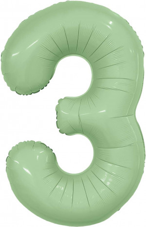 Логотип «Шар (40''/102 см) Цифра, 3 Slim, Олива, 1 шт. в уп.»