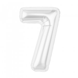 Логотип «Шар (40''/102 см) Цифра, 7 Slim, Белый блеск, 1 шт. в уп.»