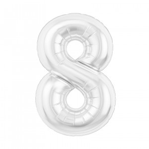 Логотип «Шар (40''/102 см) Цифра, 8 Slim, Белый блеск, 1 шт. в уп.»